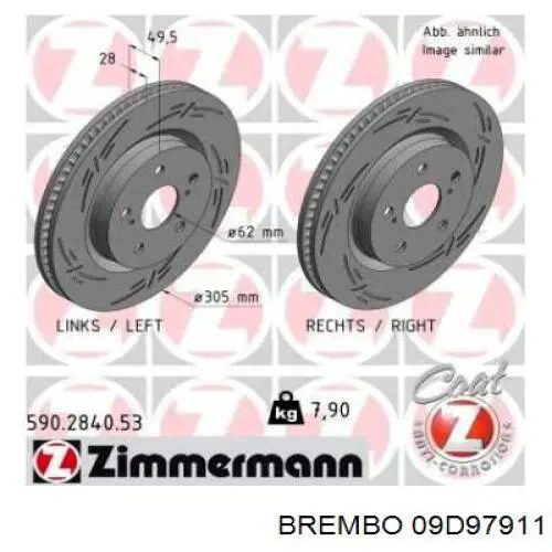 09D97911 Brembo tarcza hamulcowa przednia