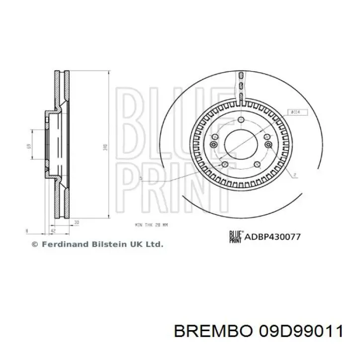 Tarcza hamulcowa przednia 51712B8000 Hyundai/Kia