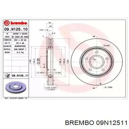 09.N125.11 Brembo tarcza hamulcowa przednia