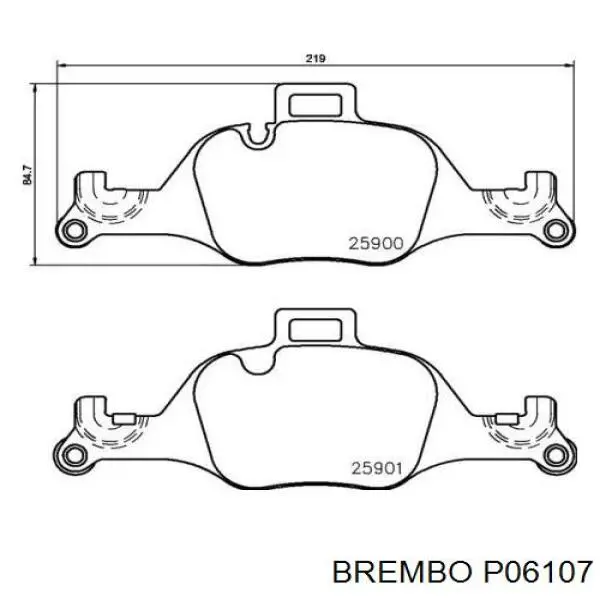 Klocki hamulcowe przednie tarczowe Brembo P06107 cena, od 73,74 USD