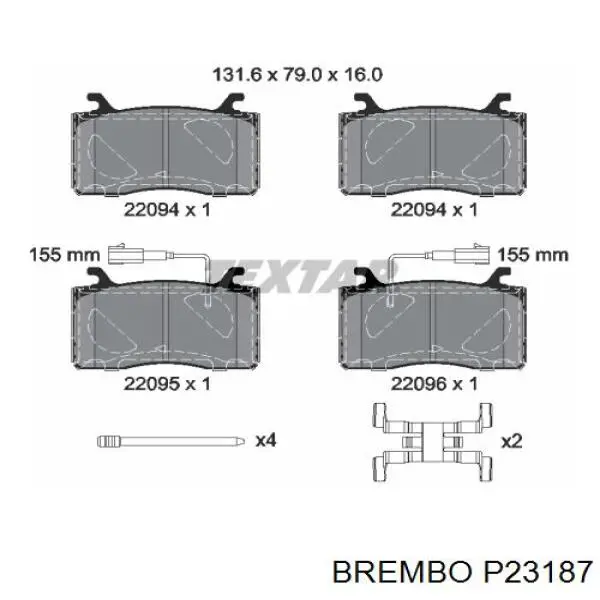 Klocki hamulcowe przednie tarczowe Brembo P23187 cena, od 46,51 USD