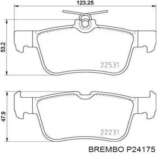 Okładziny (klocki) do hamulców tarczowych tylne Brembo P24175 cena, od 26,64 USD