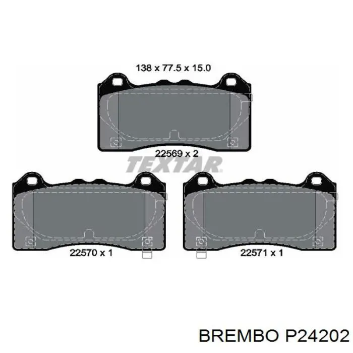 P24202 Brembo klocki hamulcowe przednie tarczowe