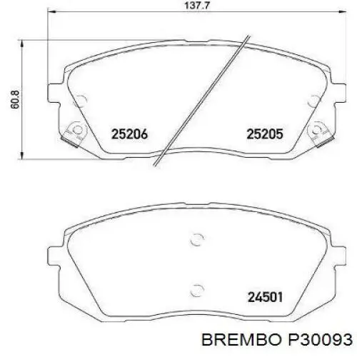 Klocki hamulcowe przednie tarczowe Brembo P30093 cena, od 30,03 USD