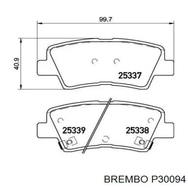 P30094 Brembo okładziny (klocki do hamulców tarczowych tylne)