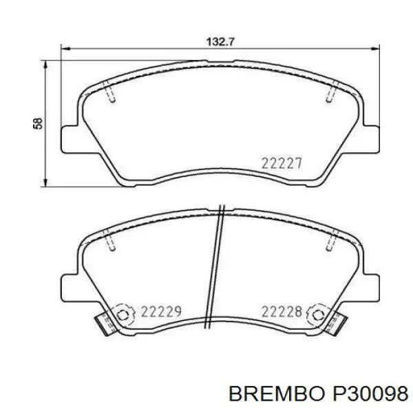Klocki hamulcowe przednie tarczowe Brembo P30098 cena, od 16,14 USD