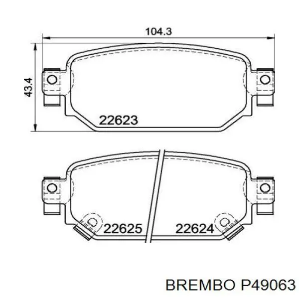 Okładziny (klocki) do hamulców tarczowych tylne Brembo P49063 cena, od 27,90 USD