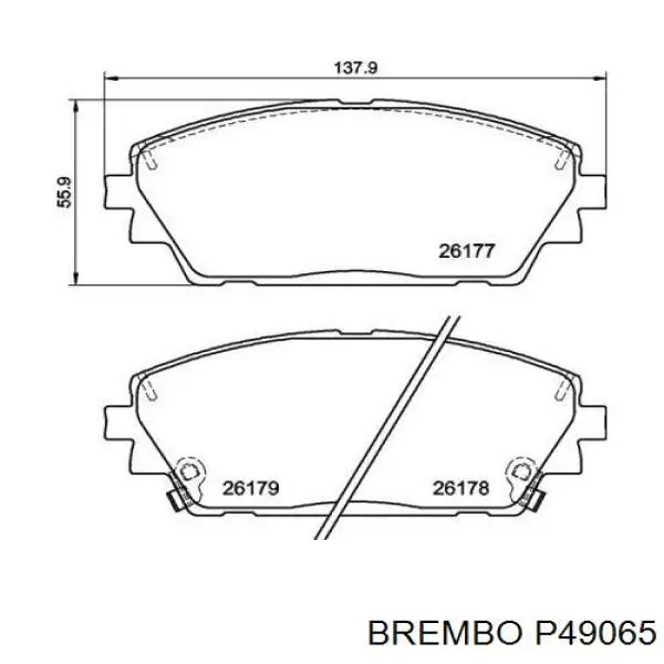 Klocki hamulcowe przednie tarczowe Brembo P49065 cena, od 38,48 USD