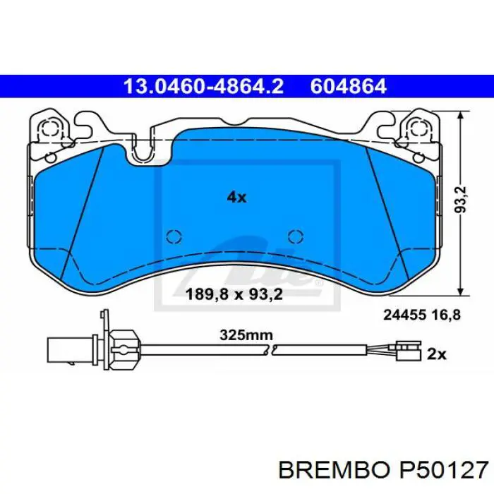 Klocki hamulcowe przednie tarczowe Brembo P50127 cena, od 74,76 USD