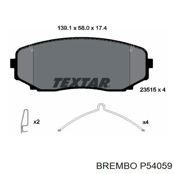 Klocki hamulcowe przednie tarczowe Brembo P54059 cena, od 28,16 USD