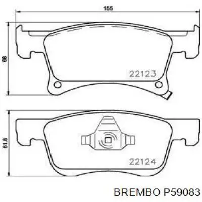 P59083 Brembo klocki hamulcowe przednie tarczowe