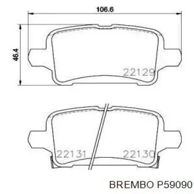 Okładziny (klocki) do hamulców tarczowych tylne Brembo P59090 cena, od 27,10 USD
