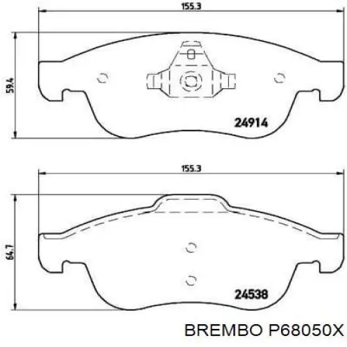 Klocki hamulcowe przednie tarczowe Brembo P68050X cena, od 26,24 USD