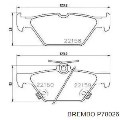 Okładziny (klocki) do hamulców tarczowych tylne Brembo P78026 cena, od 30,67 USD