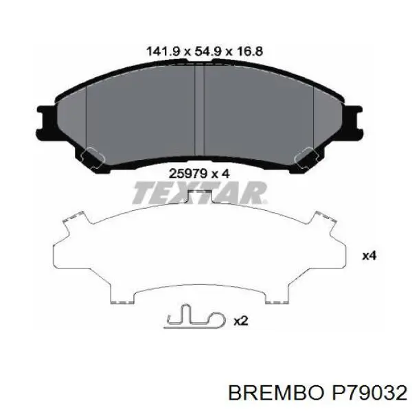 Klocki hamulcowe przednie tarczowe Brembo P79032 cena, od 28,67 USD
