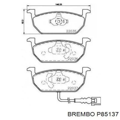 P85137 Brembo klocki hamulcowe przednie tarczowe