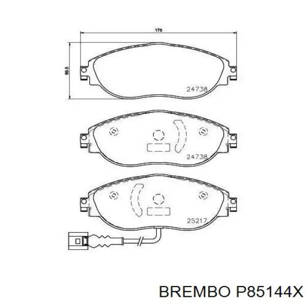 Klocki hamulcowe przednie tarczowe Brembo P85144X cena, od 42,00 USD