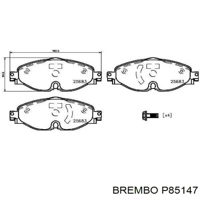 P85147 Brembo klocki hamulcowe przednie tarczowe