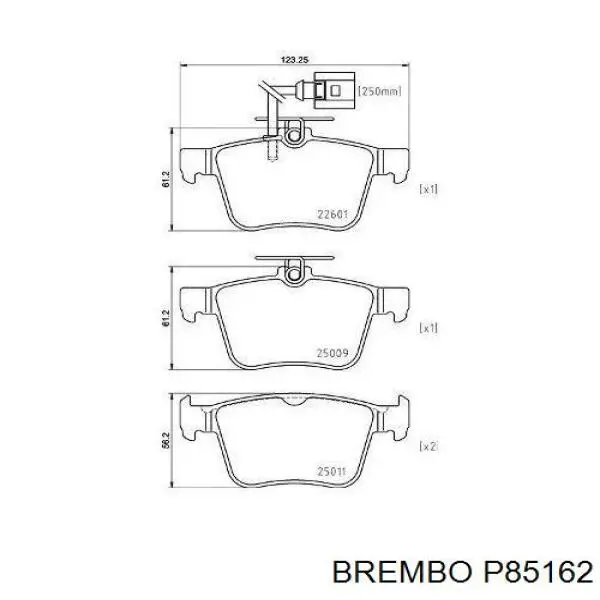 Okładziny (klocki) do hamulców tarczowych tylne Brembo P85162 cena, od 42,05 USD
