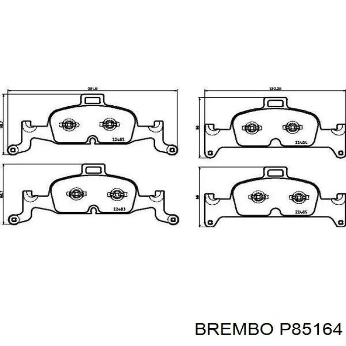 Klocki hamulcowe przednie tarczowe Brembo P85164 cena, od 67,30 USD