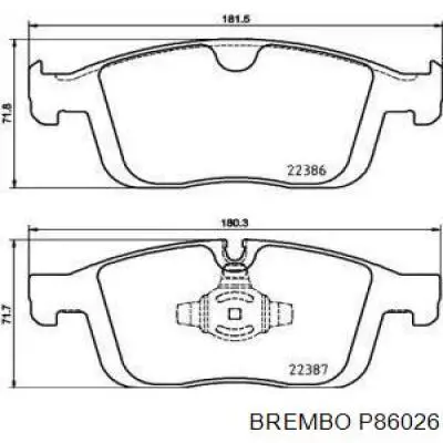 Klocki hamulcowe przednie tarczowe Brembo P86026 cena, od 49,66 USD
