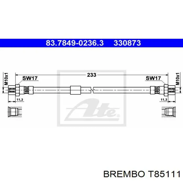 Przewód hamulcowy tylny Brembo T85111 cena, od 10,41 USD