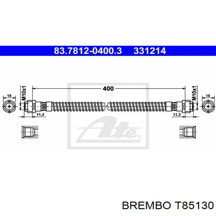 T85130 Brembo Przewód hamulcowy tylny