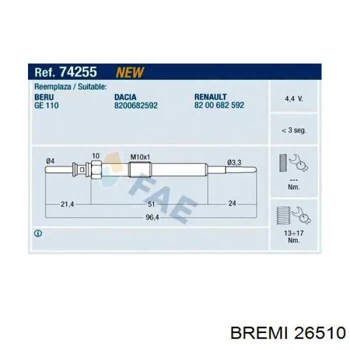 Do koszyka 26510 Bremi Świeca żarowa