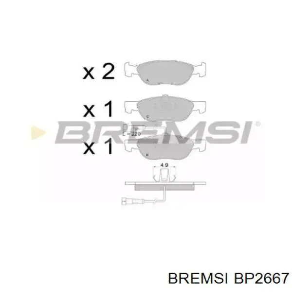 BP2667 Bremsi klocki hamulcowe przednie tarczowe