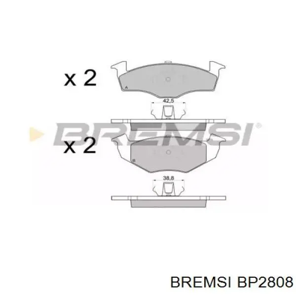 BP2808 Bremsi klocki hamulcowe przednie tarczowe