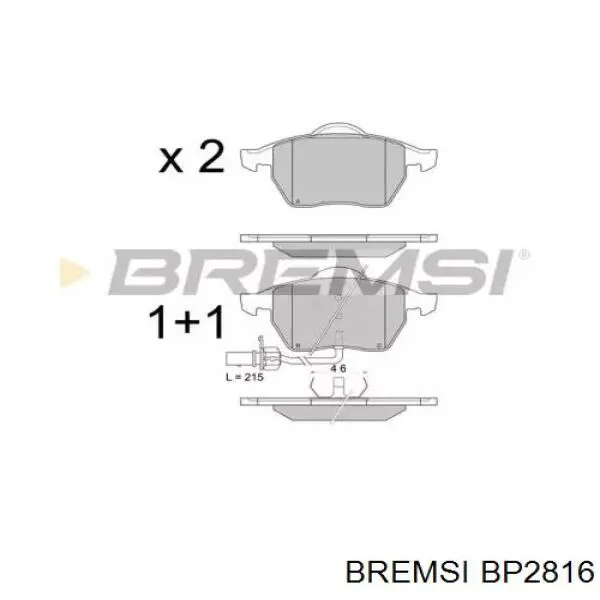 BP2816 Bremsi klocki hamulcowe przednie tarczowe