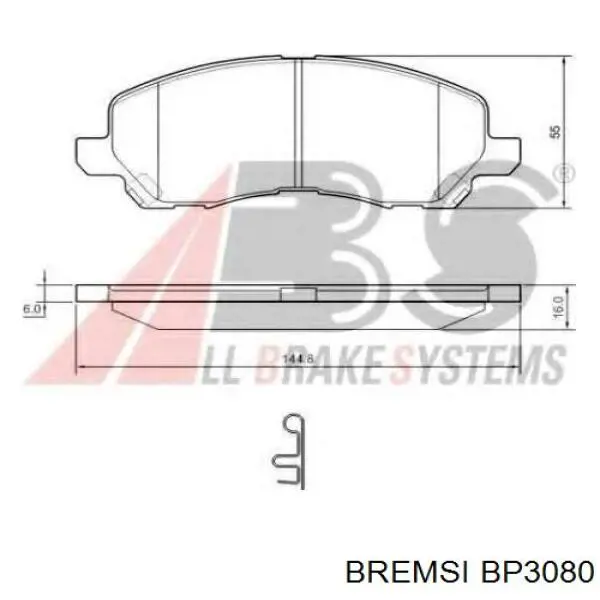 Klocki hamulcowe przednie tarczowe Bremsi BP3080 cena, od 25,42 USD