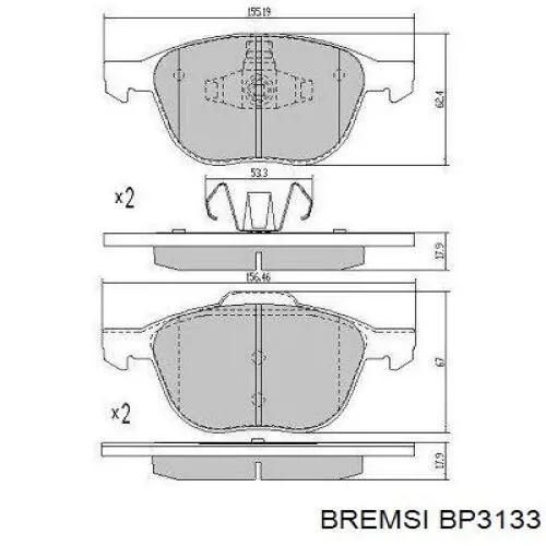 Klocki hamulcowe przednie tarczowe Bremsi BP3133 cena, od 28,92 USD