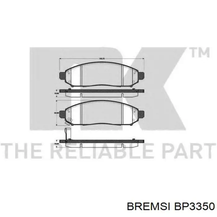 Klocki hamulcowe przednie tarczowe Bremsi BP3350 cena, od 30,19 USD