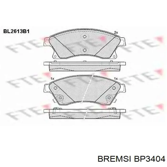 Do koszyka BP3404 Bremsi Klocki hamulcowe przednie tarczowe