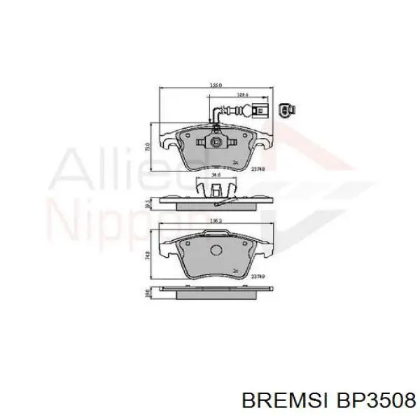 Do koszyka BP3508 Bremsi Klocki hamulcowe przednie tarczowe