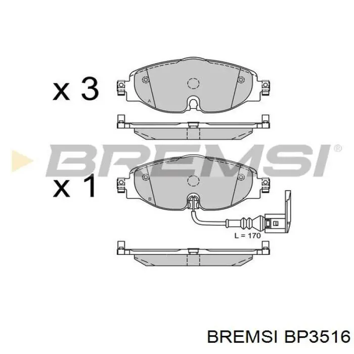 Klocki hamulcowe przednie tarczowe BP3516 Bremsi