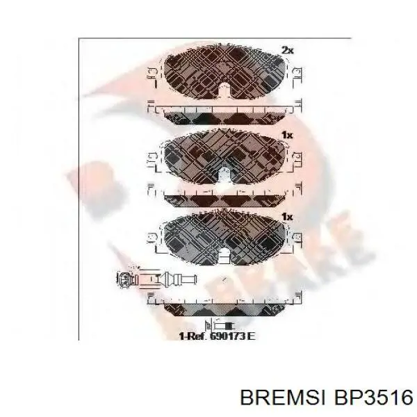Klocki hamulcowe przednie tarczowe Bremsi BP3516 cena, od 29,71 USD