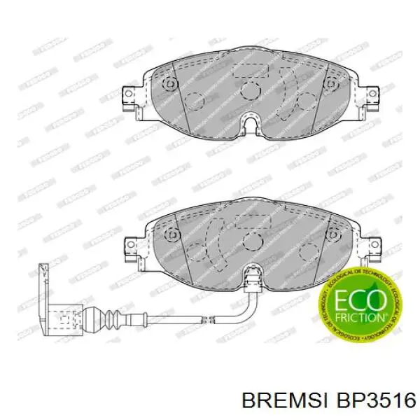 BP3516 Bremsi Klocki hamulcowe przednie tarczowe