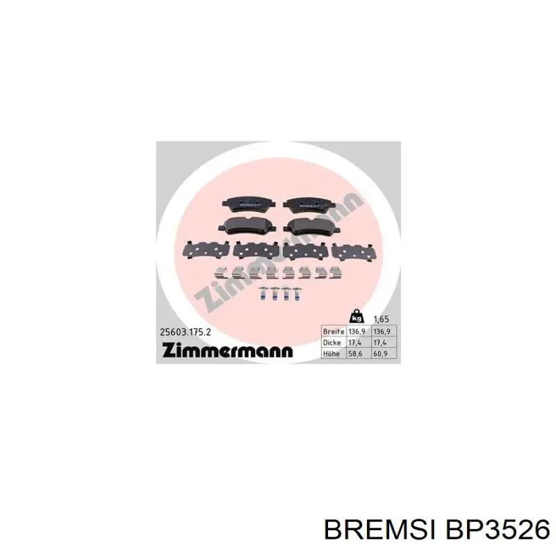 Okładziny (klocki) do hamulców tarczowych tylne Bremsi BP3526 cena, od 27,48 USD