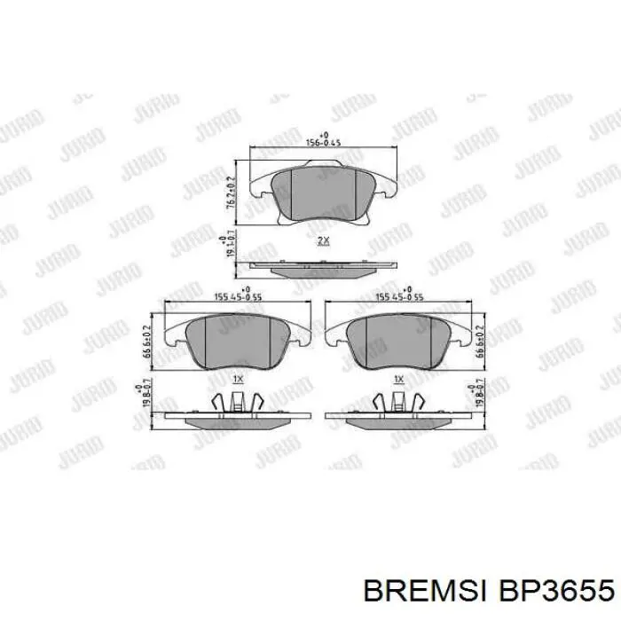 Klocki hamulcowe przednie tarczowe Bremsi BP3655 cena, od 34,50 USD