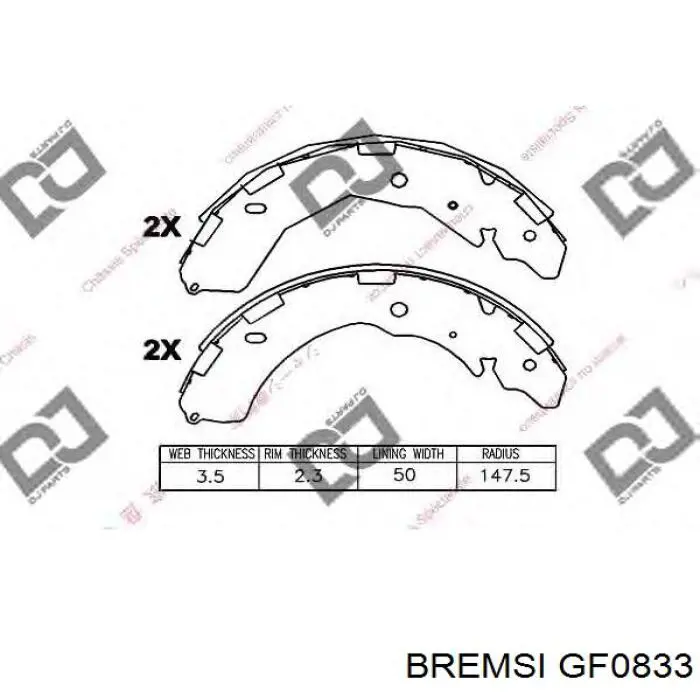 Klocki hamulcowe tylne bębnowe Bremsi GF0833 cena, od 44,44 USD