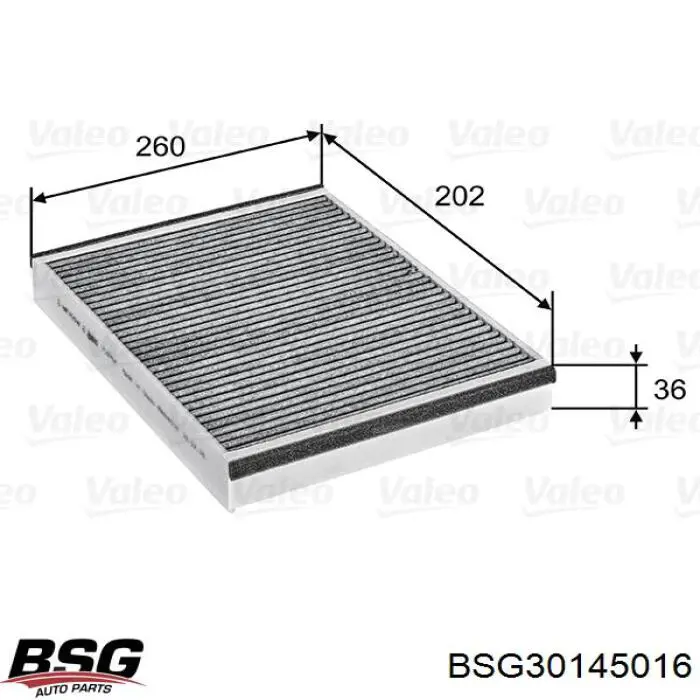 Do koszyka BSG30145016 BSG Filtr kabiny