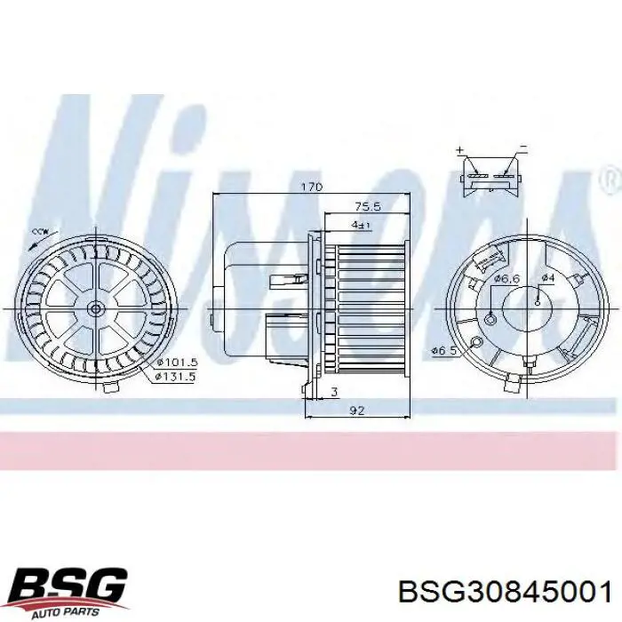 Silniczek wentylatora nagrzewnicy (ogrzewacza wnętrza) BSG BSG30845001 cena, od 46,87 USD