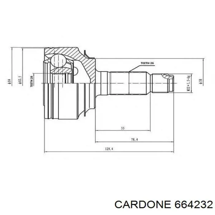 664232 Cardone Półoś napędowa przednia lewa