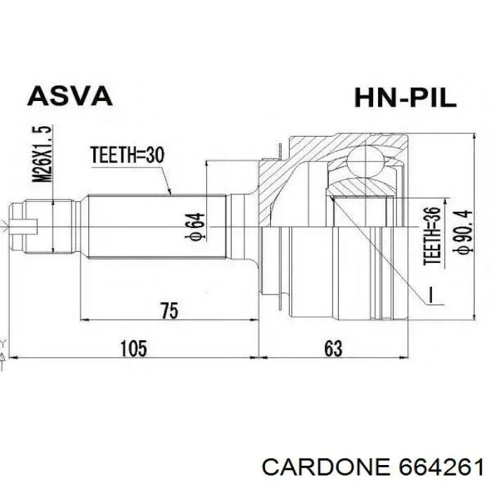 664261 Cardone Półoś napędowa przednia lewa