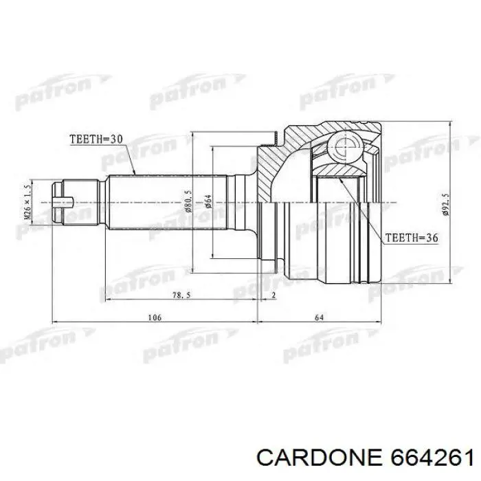 Półoś napędowa przednia lewa Cardone 664261 cena, od 136,31 USD