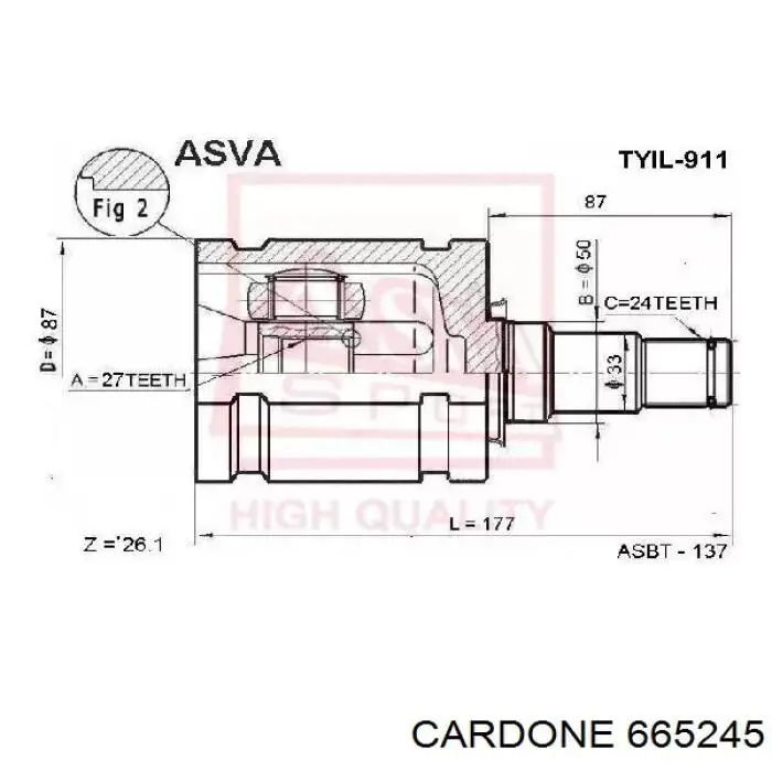 Półoś napędowa przednia lewa Toyota Camry (V30)