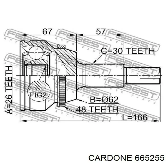 Półoś napędowa przednia lewa 665255 Cardone