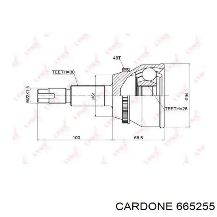 Półoś napędowa przednia lewa Cardone 665255